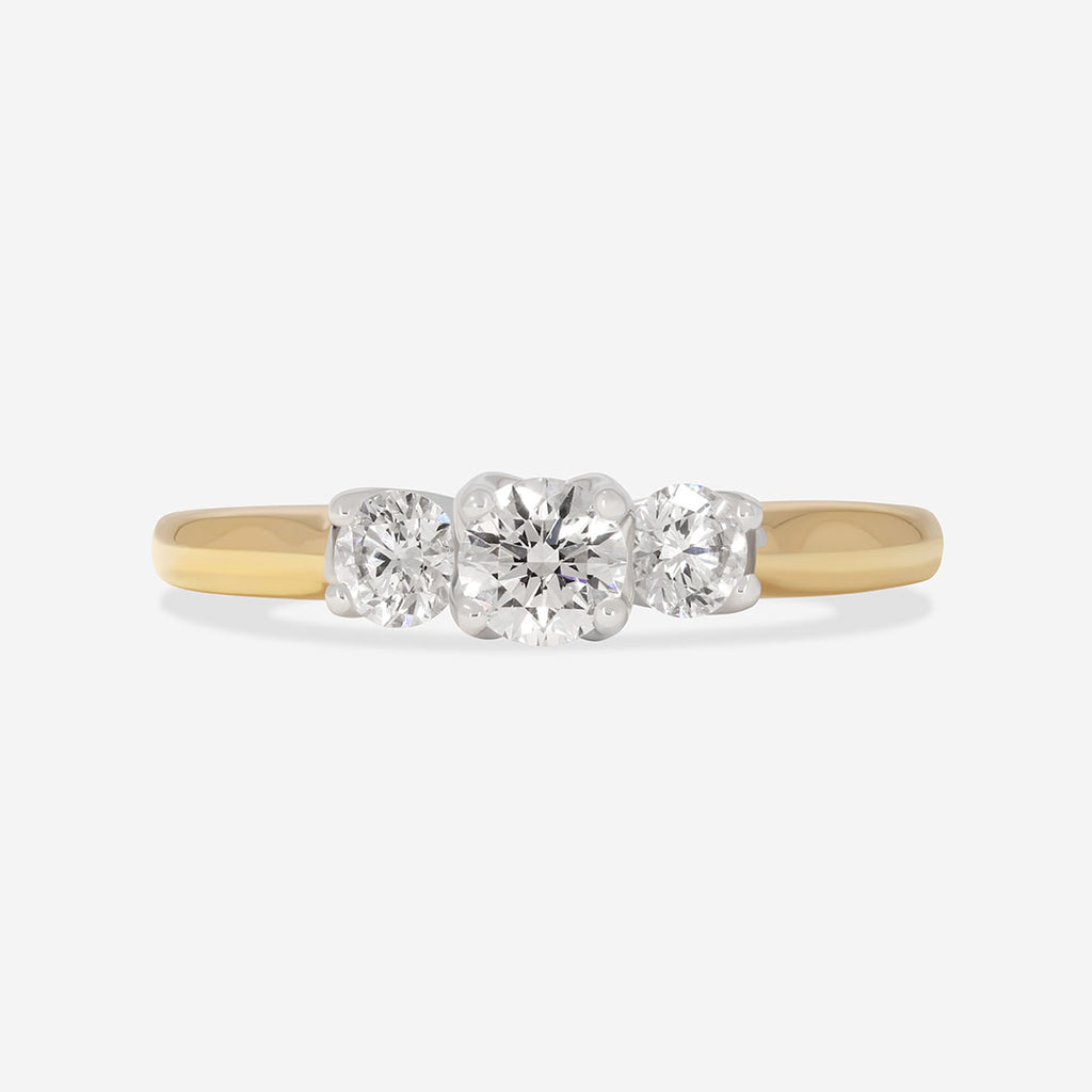 LEXI 0.50ct | Round 3-Stone Diamond Engagement Ring in 18ct Gold