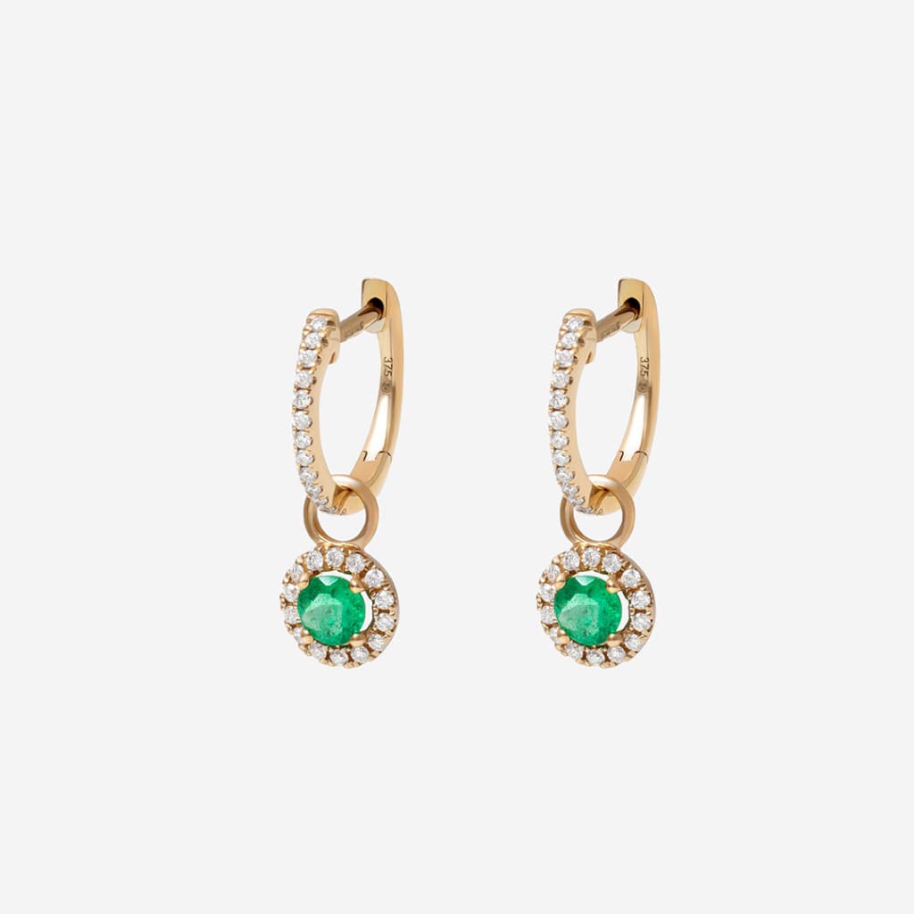 Achill Diamond & Emerald Earrings | 9ct Gold - Earrings