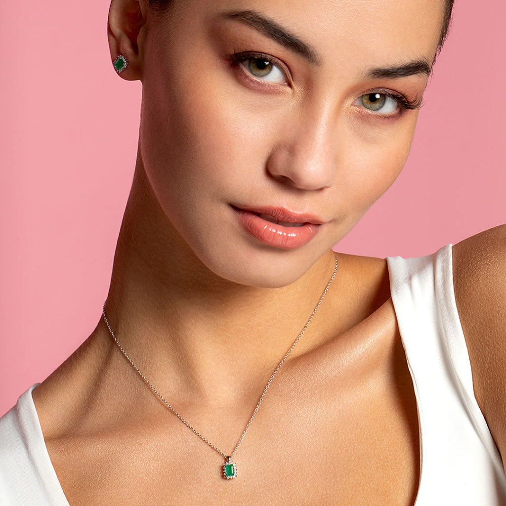 Adorn Emerald & Diamond Earrings | 9ct Gold