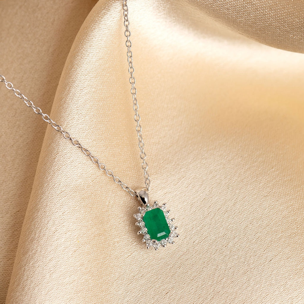 Adorn Emerald & Diamond Necklace | 9ct Gold - Necklace