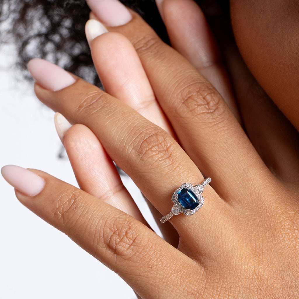 Aileen Sapphire Diamond Engagement Ring - Hand Model