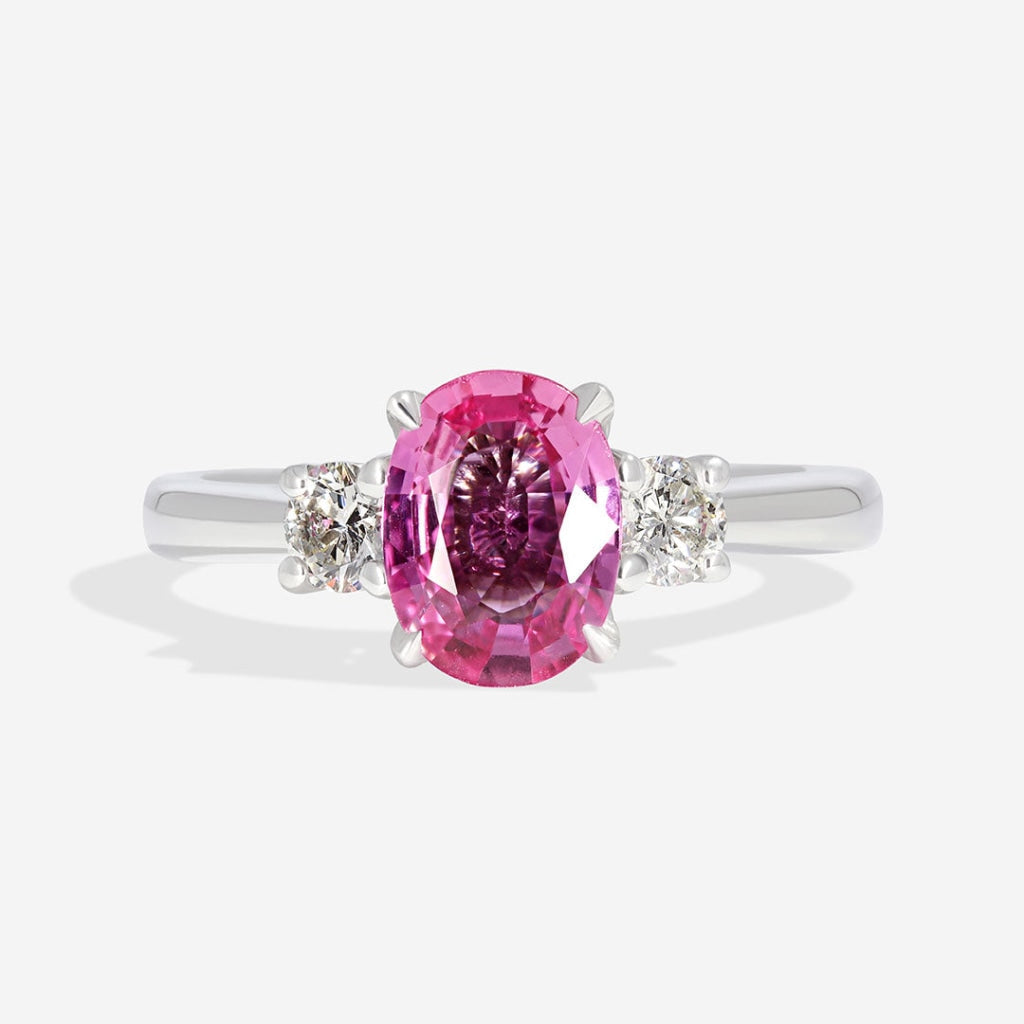 Almaz Platinum 1.50ct Pink Sapphire Diamond Ring