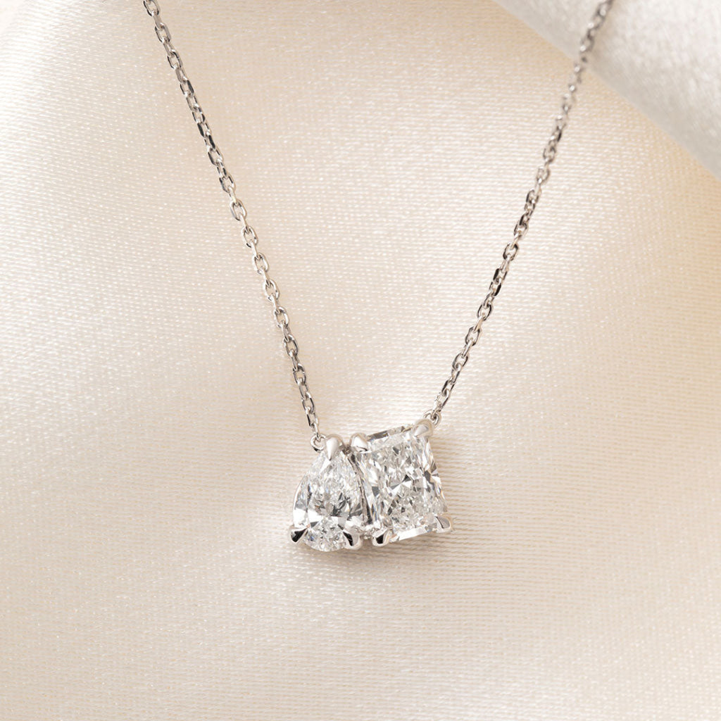 Amari Lab Diamond Toi Et Moi Necklace | 18ct White Gold