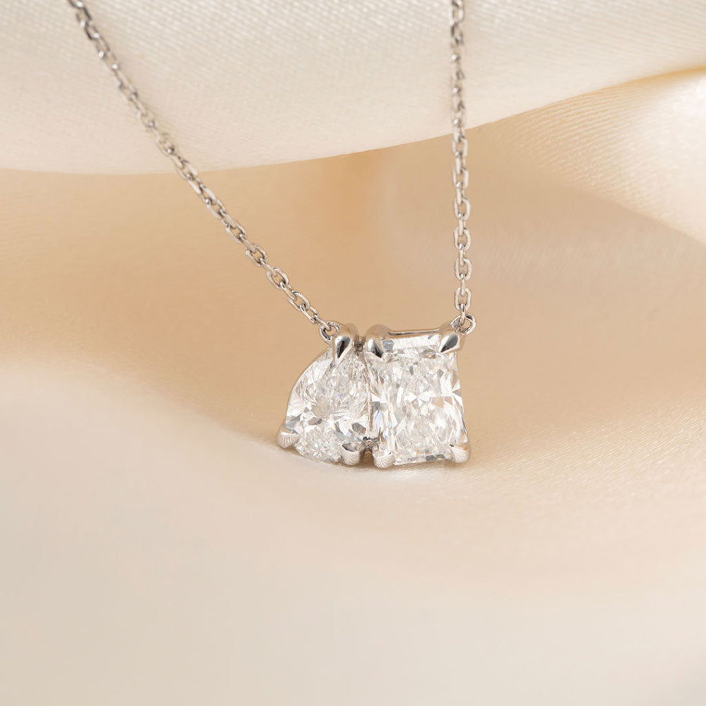 Amari Lab Diamond Toi Et Moi Necklace | 18ct White Gold
