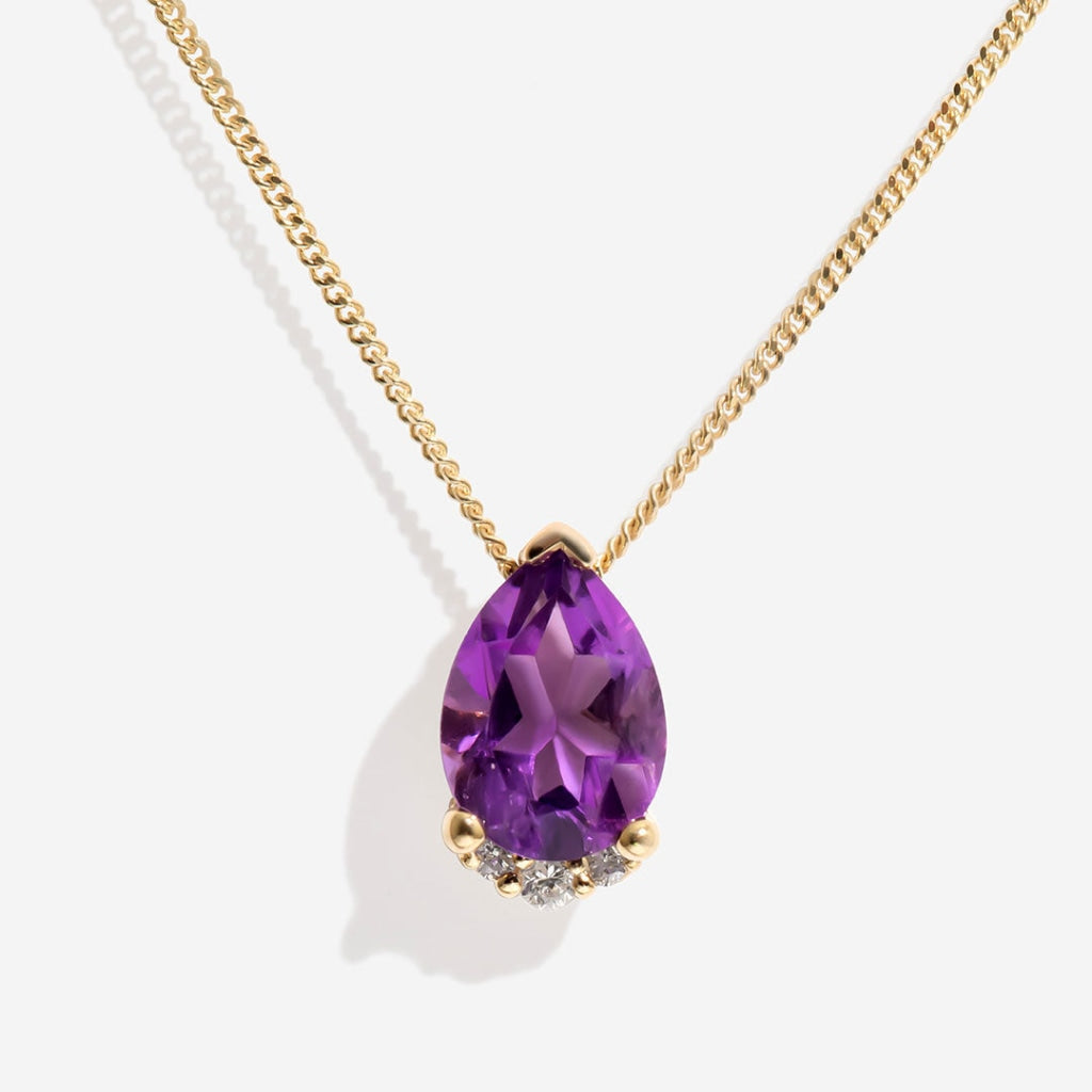 Amethyst crown necklace on white background