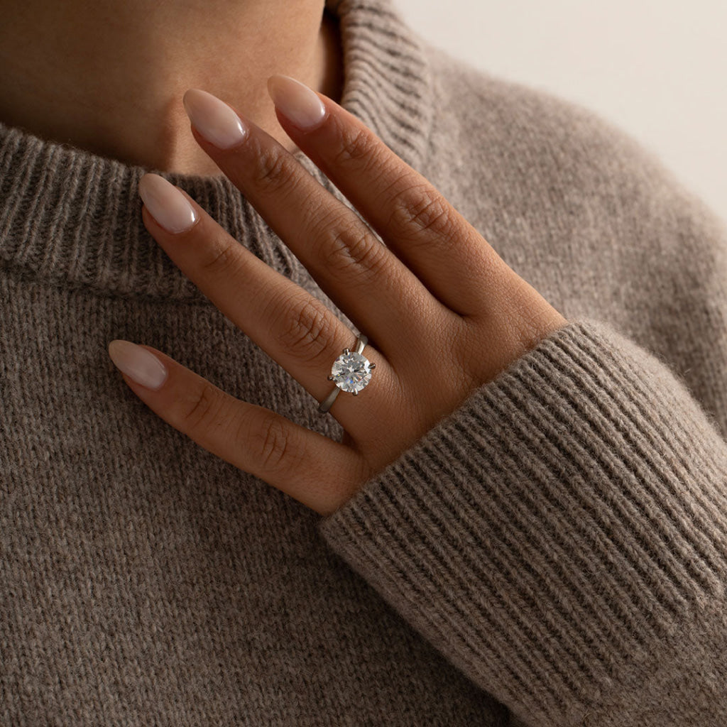 AURIC 3ct | Round Solitaire Lab Grown Diamond Engagement Ring in Platinum