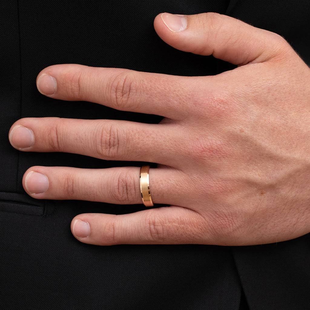 Baker Matte | 9ct Gold 5mm Men’s Wedding Ring - Rings