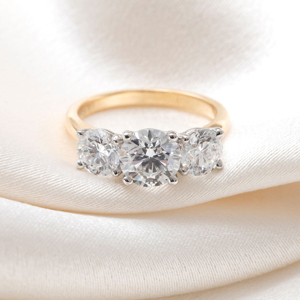 BAYBERRY 3ct | Round 3-Stone Lab Grown Diamond Engagement