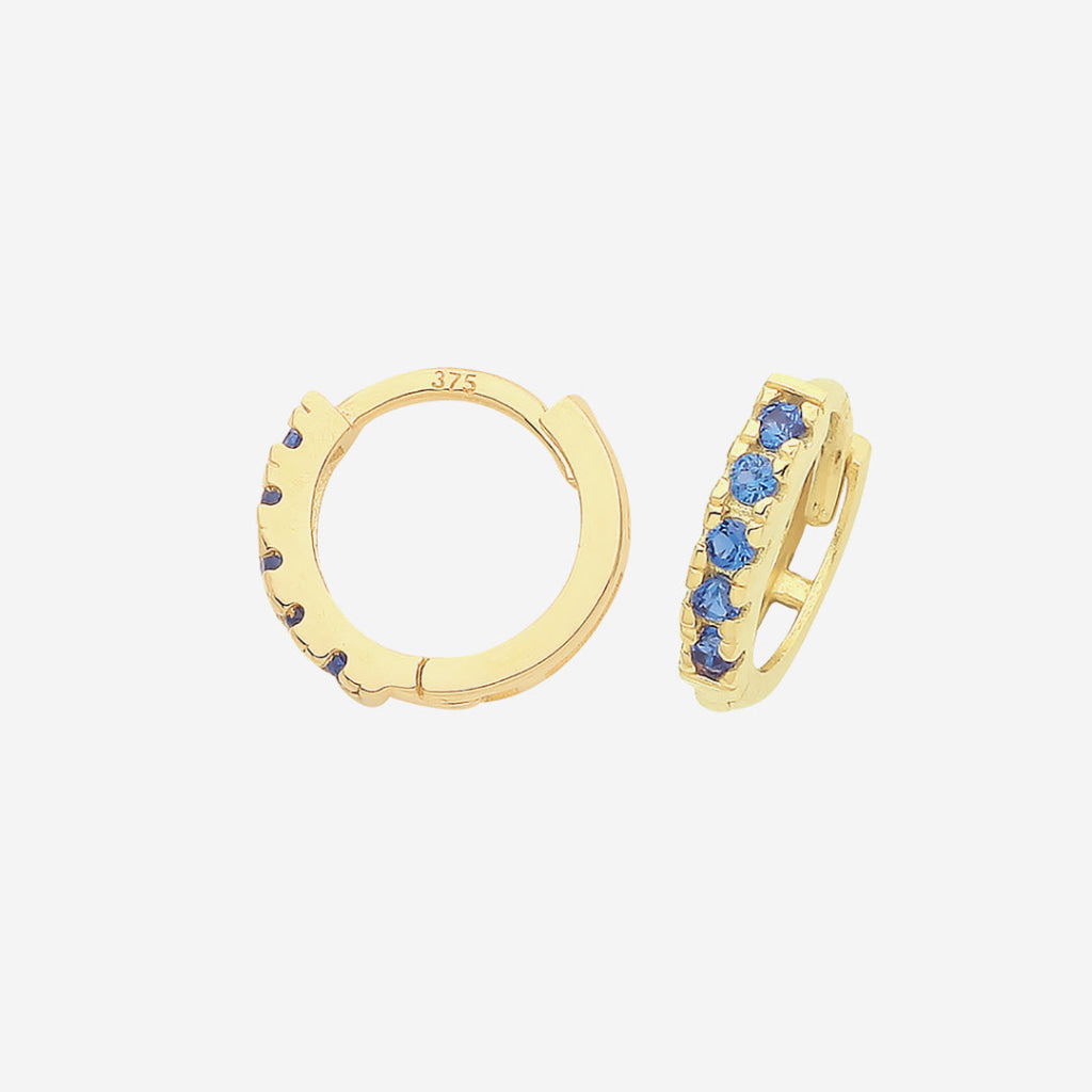 Blue Adore Huggie Earrings - 7mm | 9ct Gold