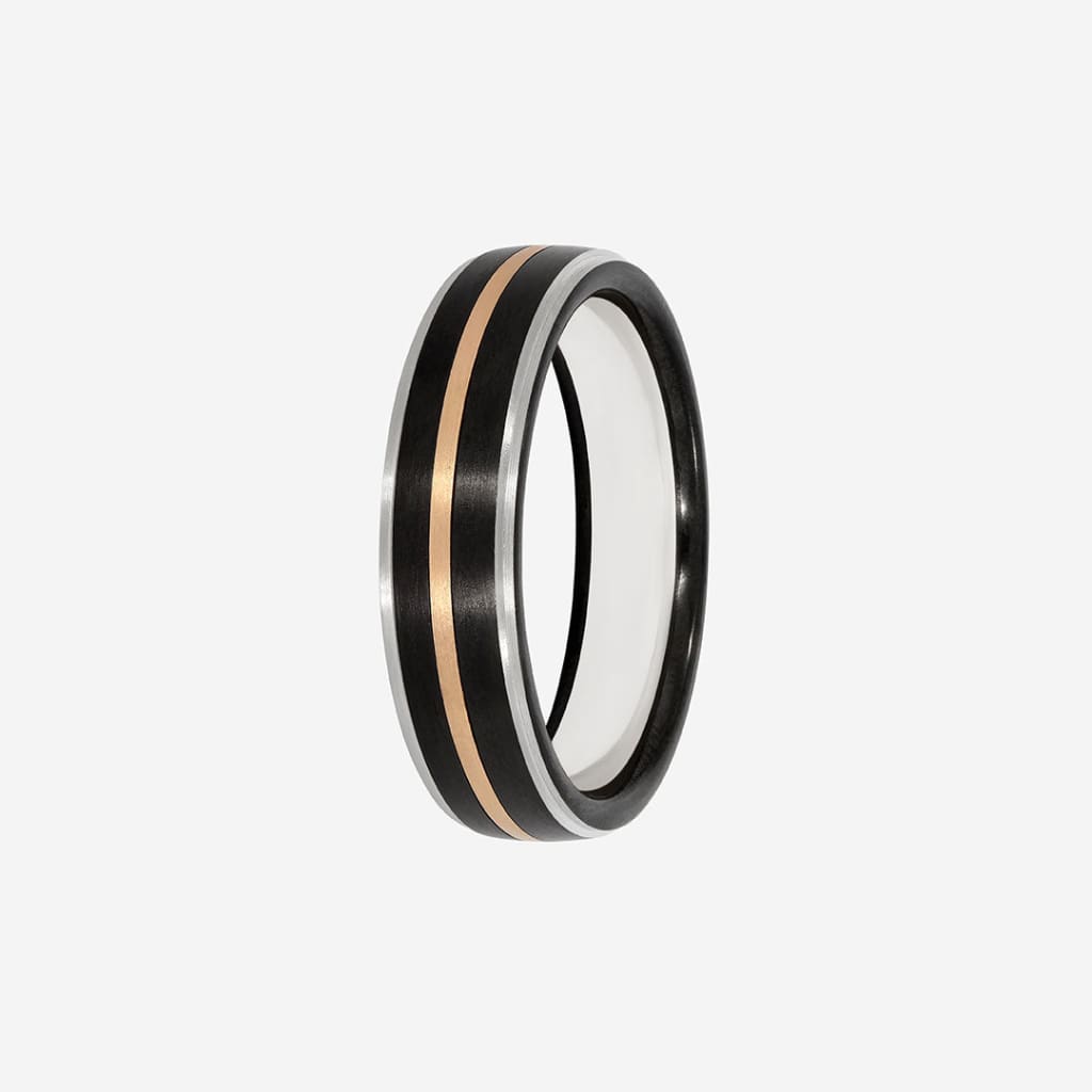BODIL 6mm | Men's Wedding Ring in Zirconium, Argentium & Gold