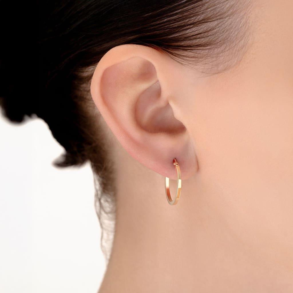 Box Hoop Earrings - 15mm | 18ct Gold - Earrings