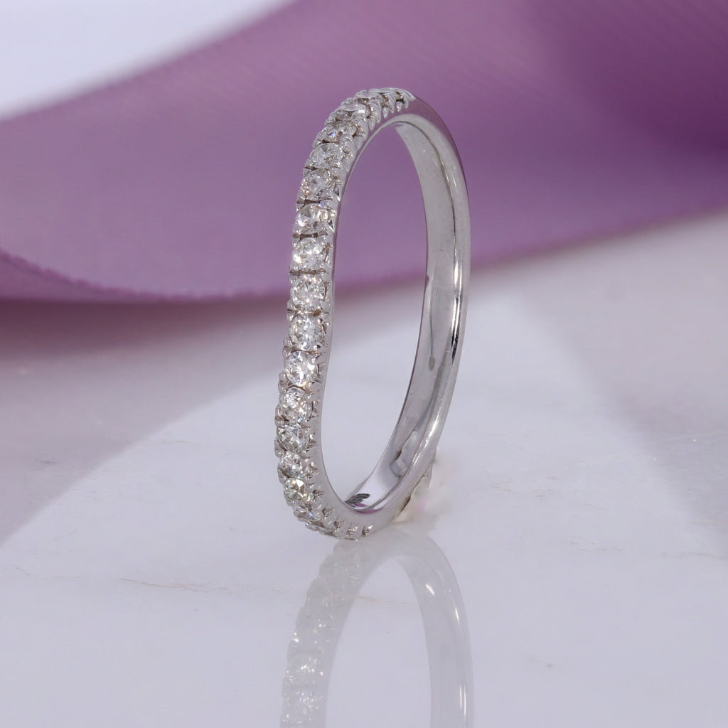 Shaped Castille Diamond Wedding Ring | 18ct White Gold -