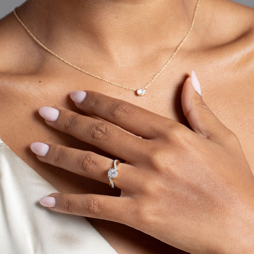 CHLOE - 18ct Gold | Diamond Engagement Ring on Model
