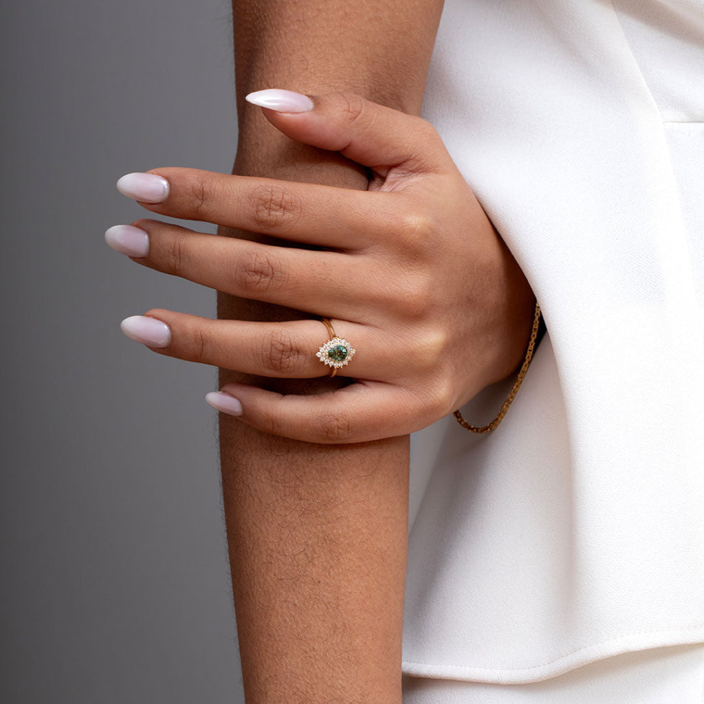 CHRYSLER | Green Sapphire Diamond Ring - Rings