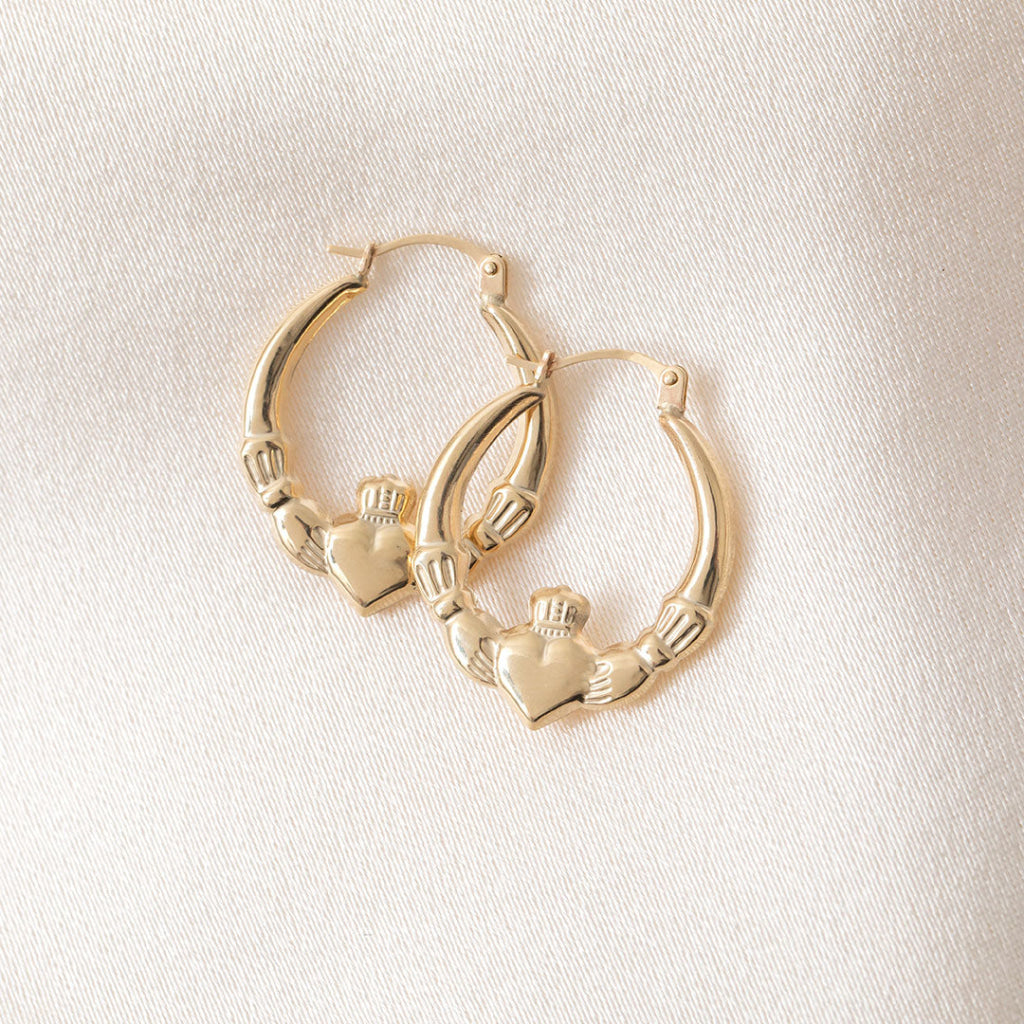 Claddagh Hoop Earrings | 9ct Gold - Earrings