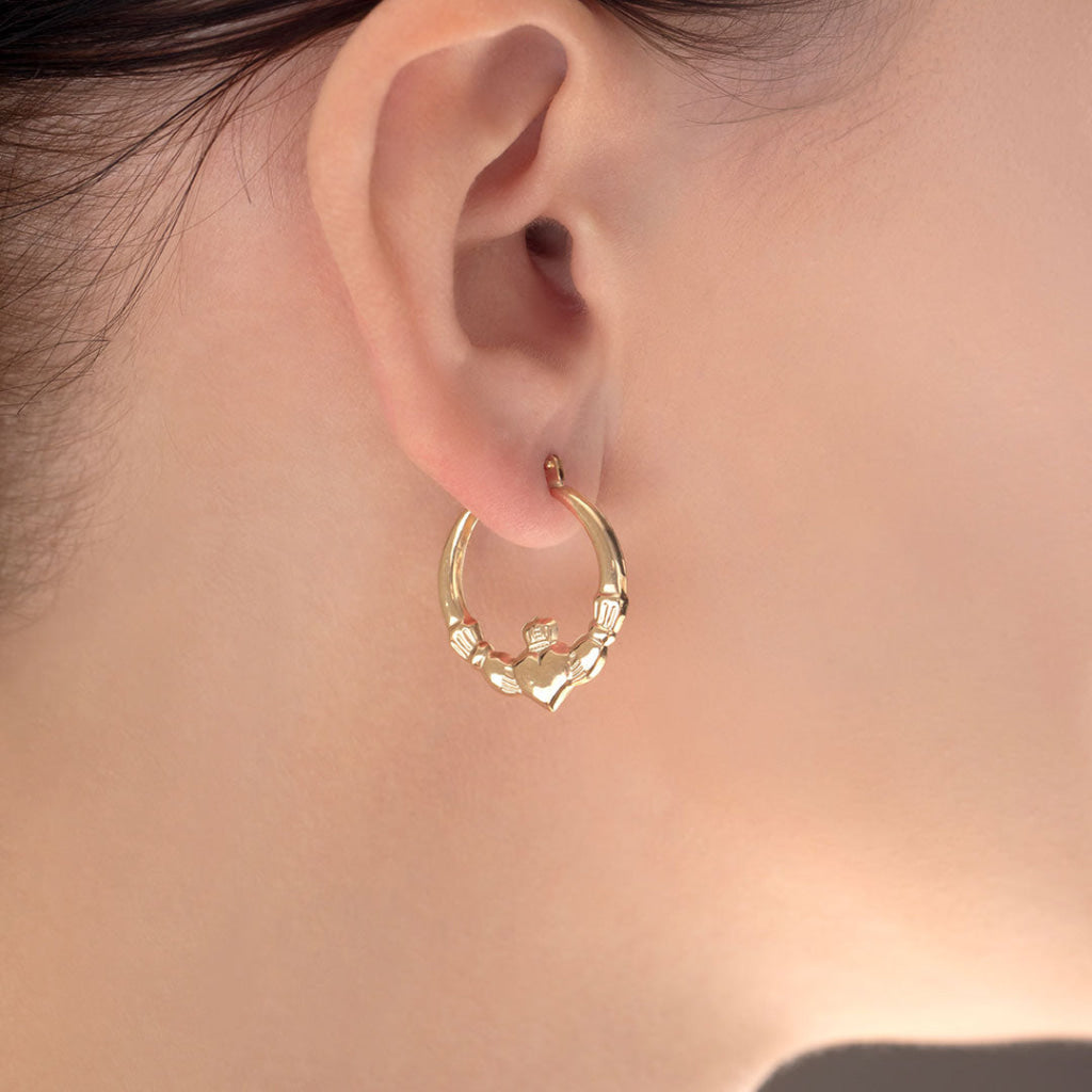Claddagh Hoop Earrings | 9ct Gold - Earrings