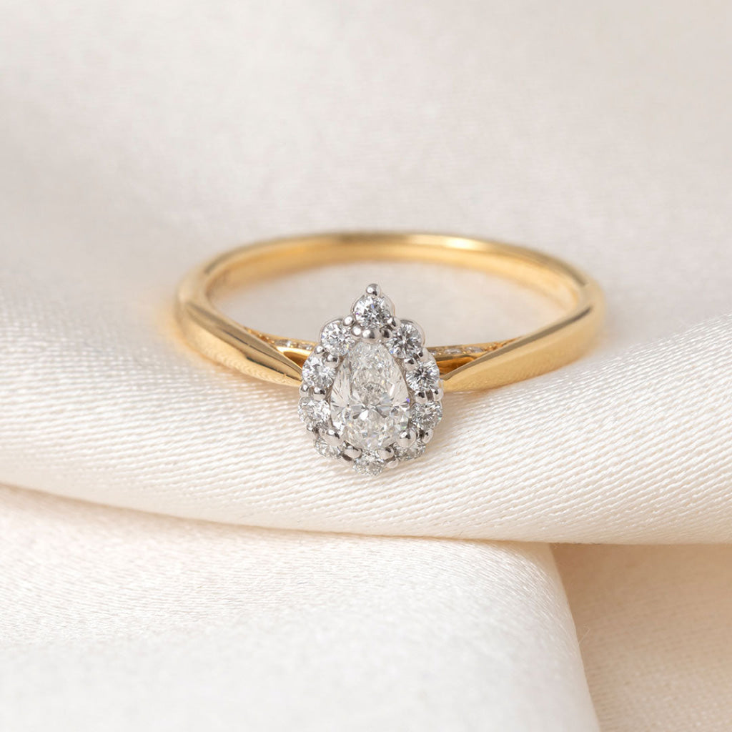 CLARA 0.50ct | Pear Halo Diamond Engagement Ring in 18ct