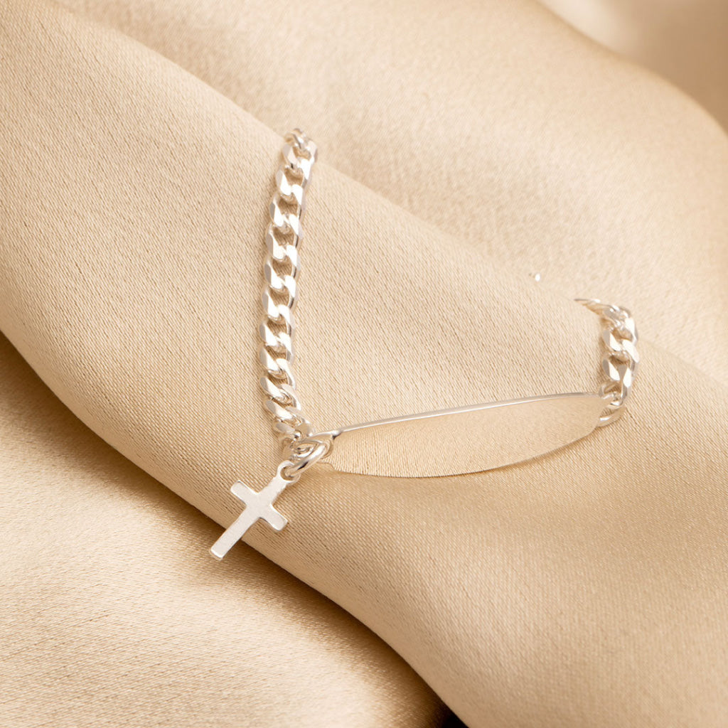 Cross Charm - Baby ID Bracelet | Sterling Silver – Gear Jewellers