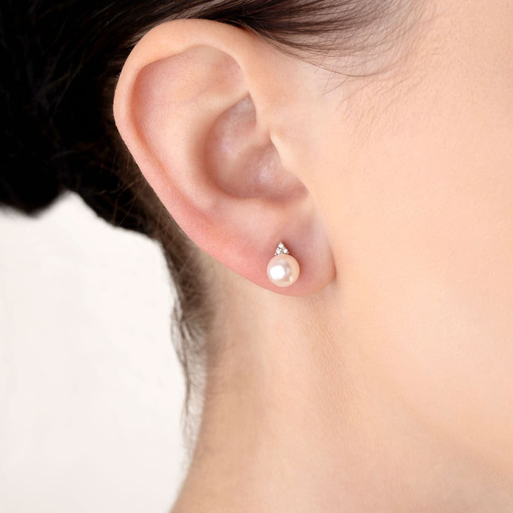 Cultured Pearl & Diamond Earrings | 9ct Gold - Earrings