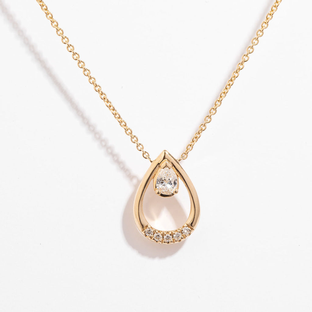 Tear drop diamond necklace - 9ct gold