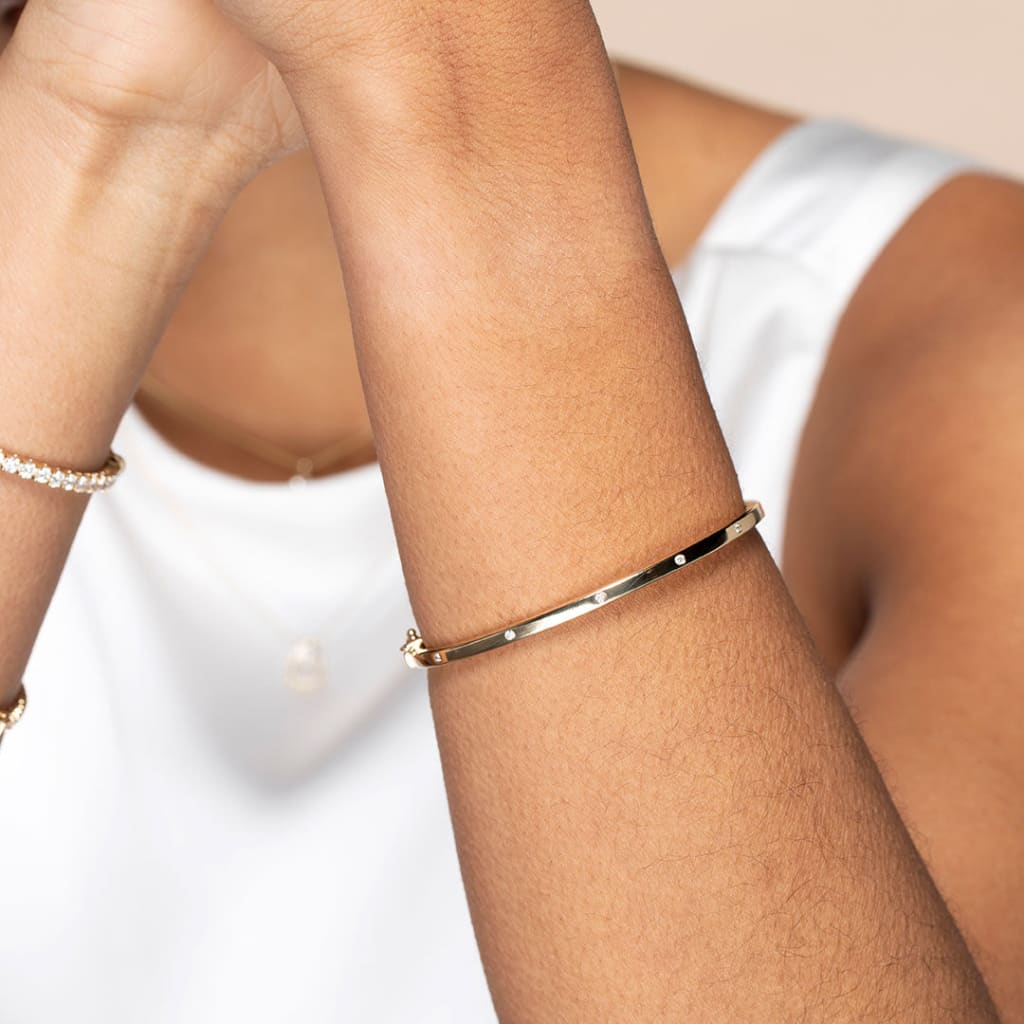 Diamond Bangle | 9ct Gold - Bracelet