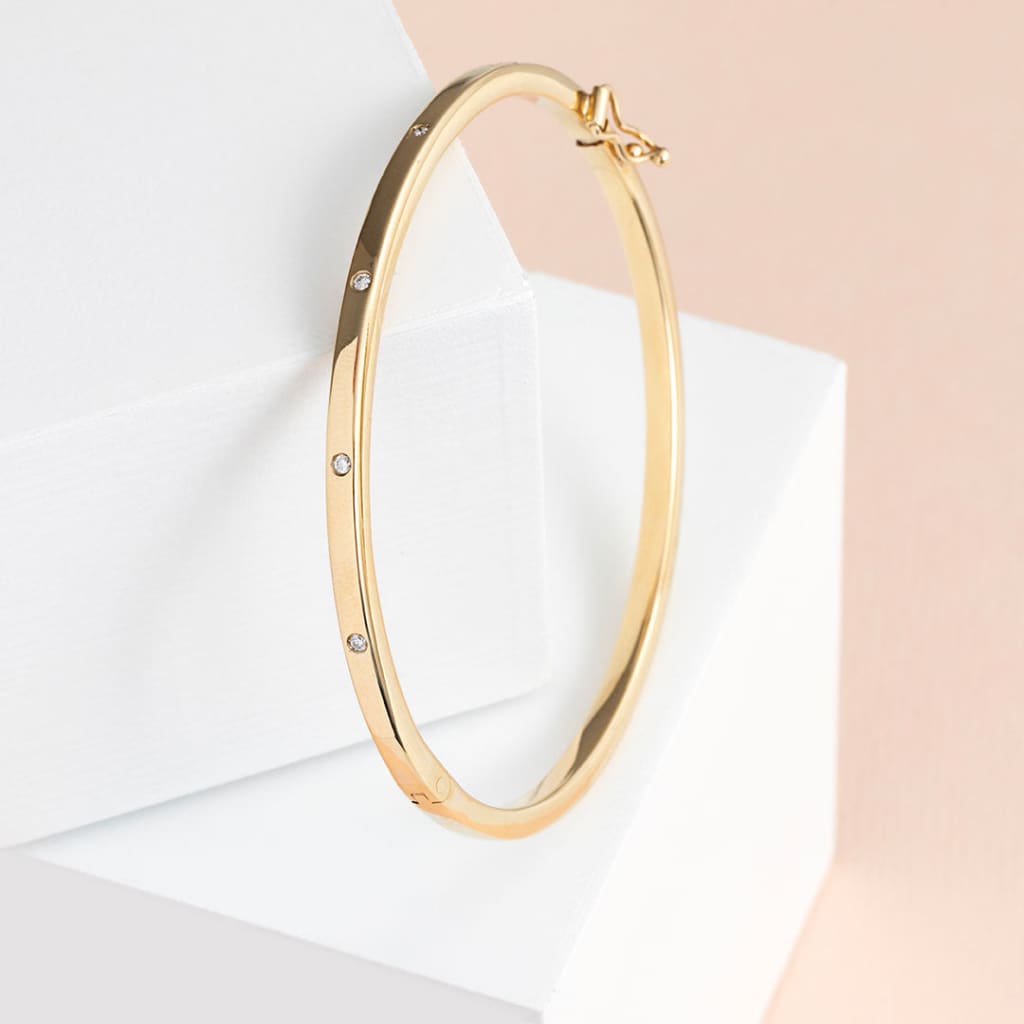 Diamond Bangle | 9ct Gold - Bracelet