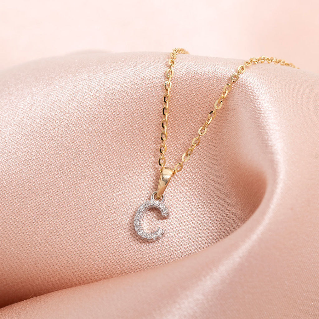 Diamond - C - Pendant | 9ct Gold - Necklace