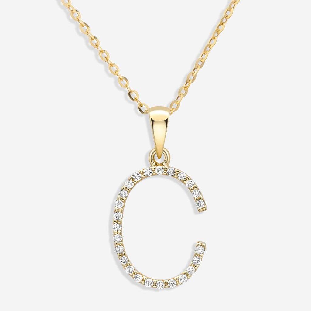 Diamond -C- Necklace | 9ct Gold - Necklace