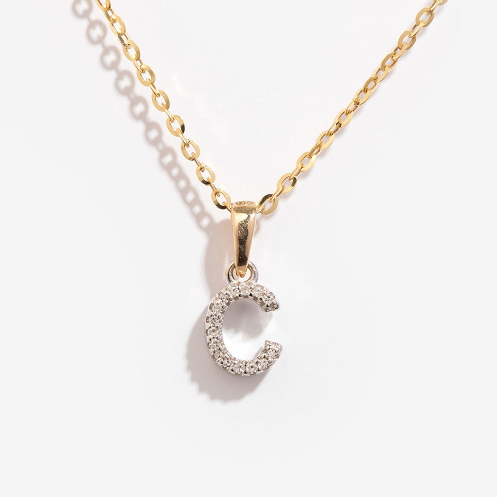 Diamond - C - Pendant | 9ct Gold - Necklace