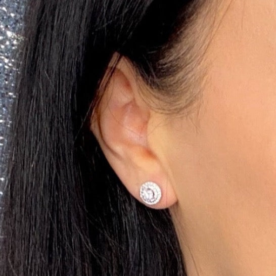 Diamond Disco Lab Grown Diamond Earrings | 18ct White Gold - Model Photo