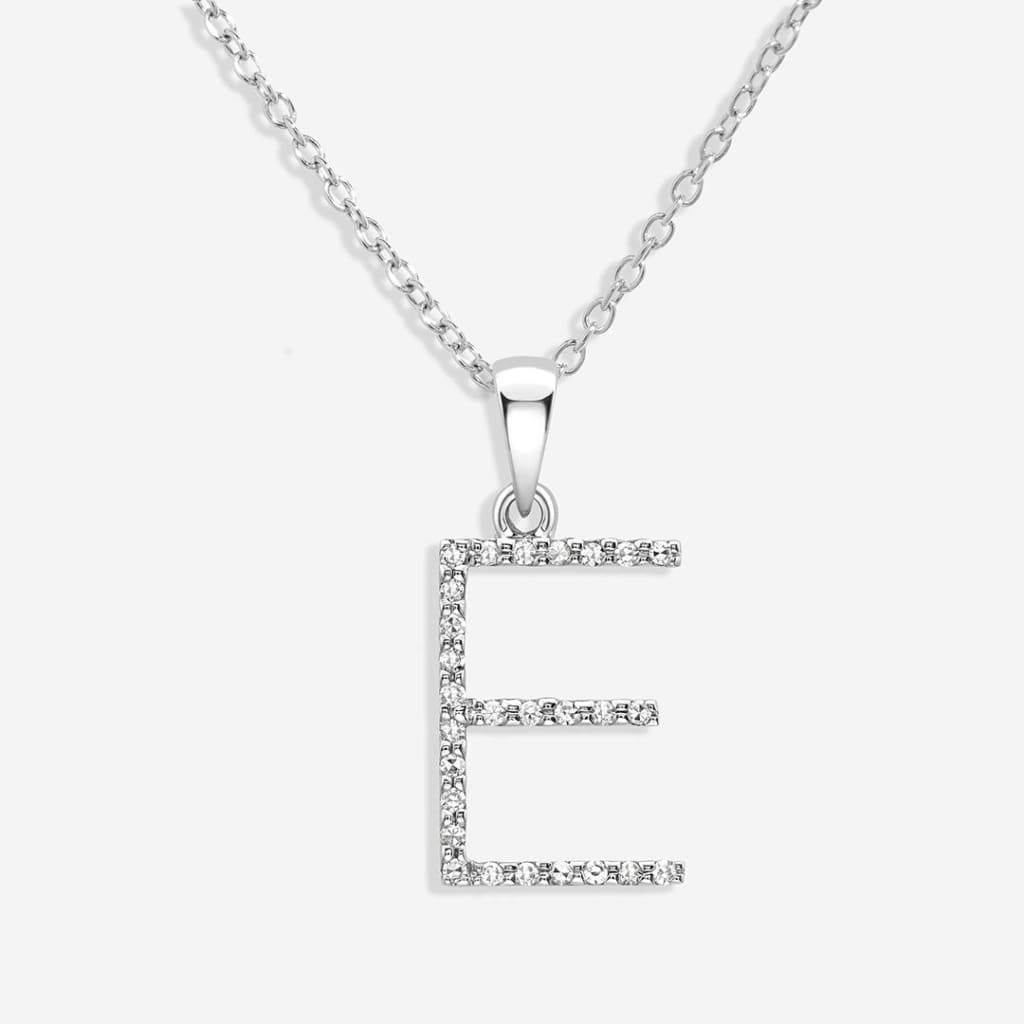 Diamond -E- Necklace | 9ct White Gold - Necklace