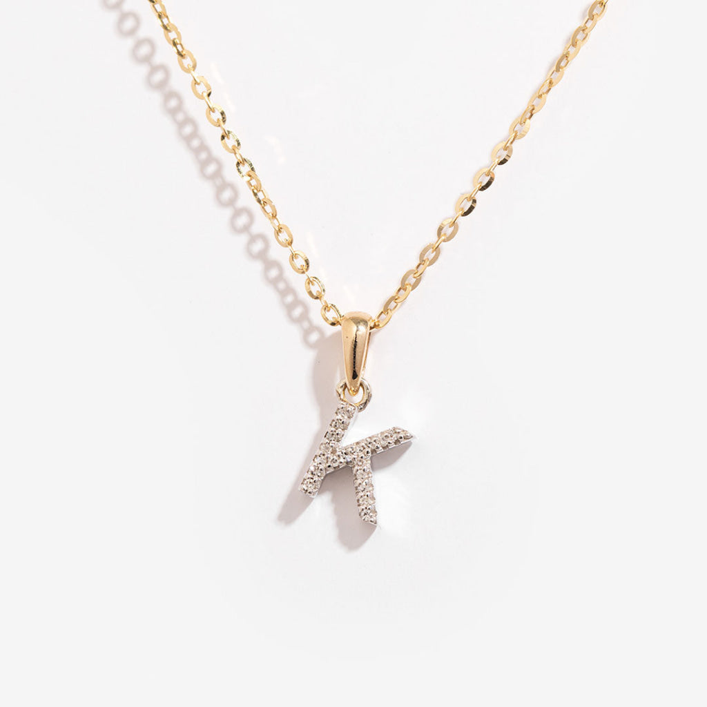 Diamond - K - Necklace | 9ct Gold