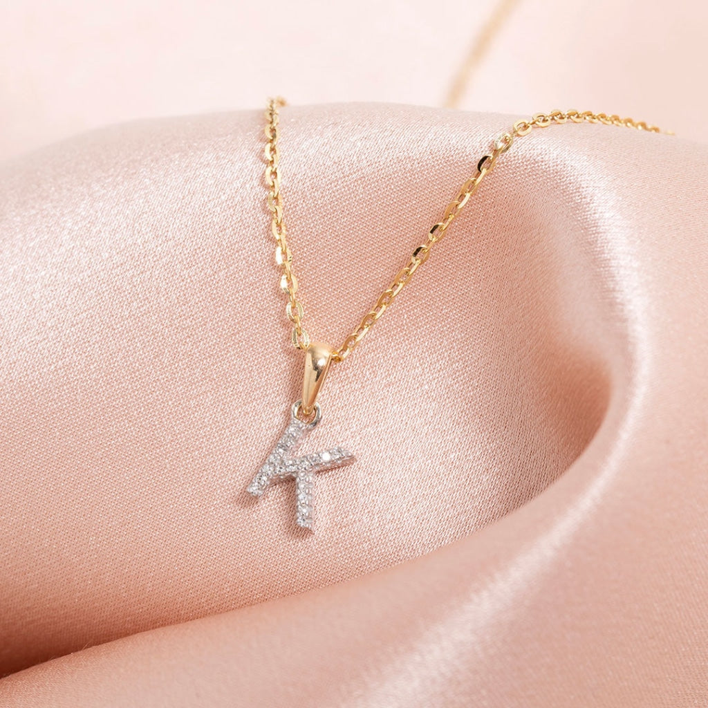 Diamond - K - Necklace | 9ct Gold
