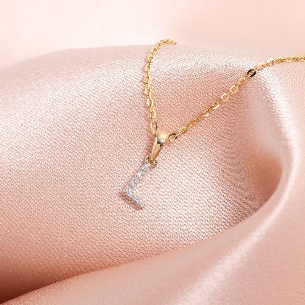 gold 9ct gold diamond L initial pendant