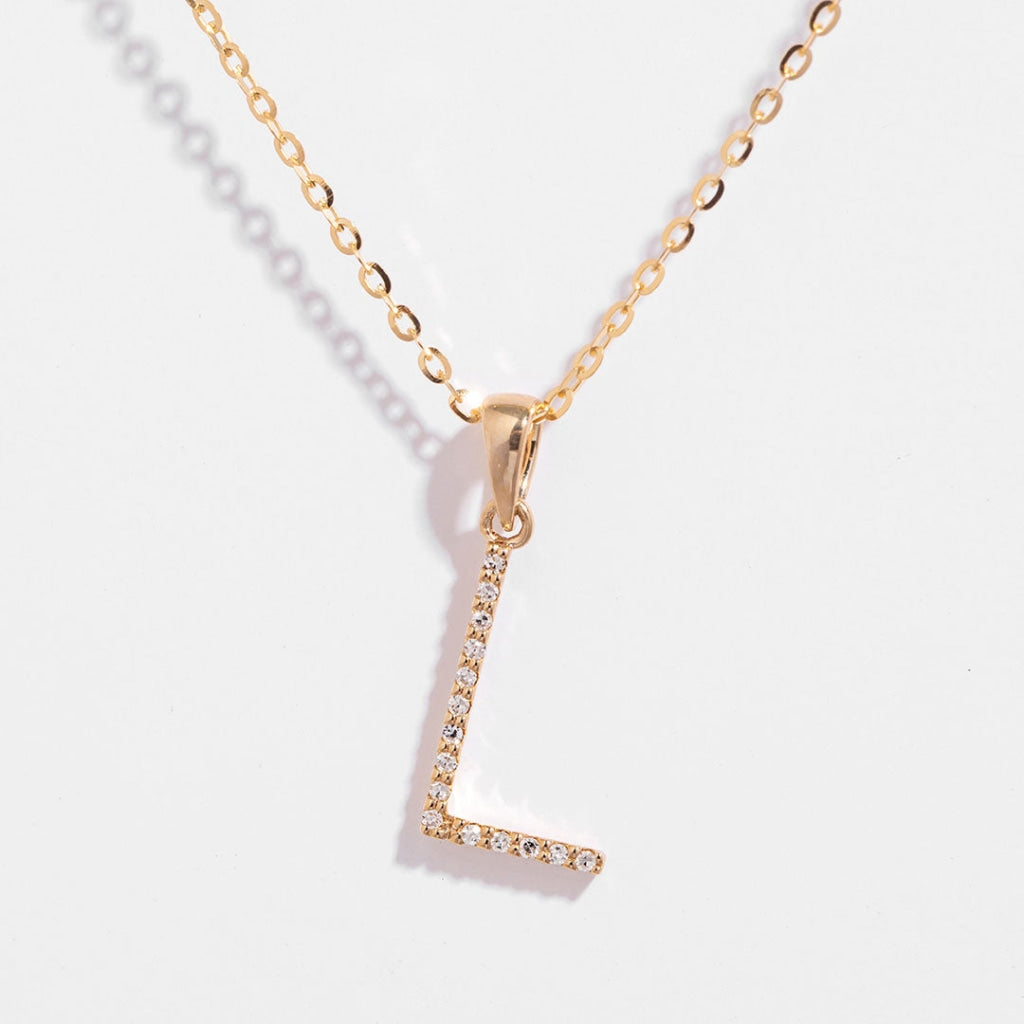 Diamond -L- Necklace | 9ct Gold