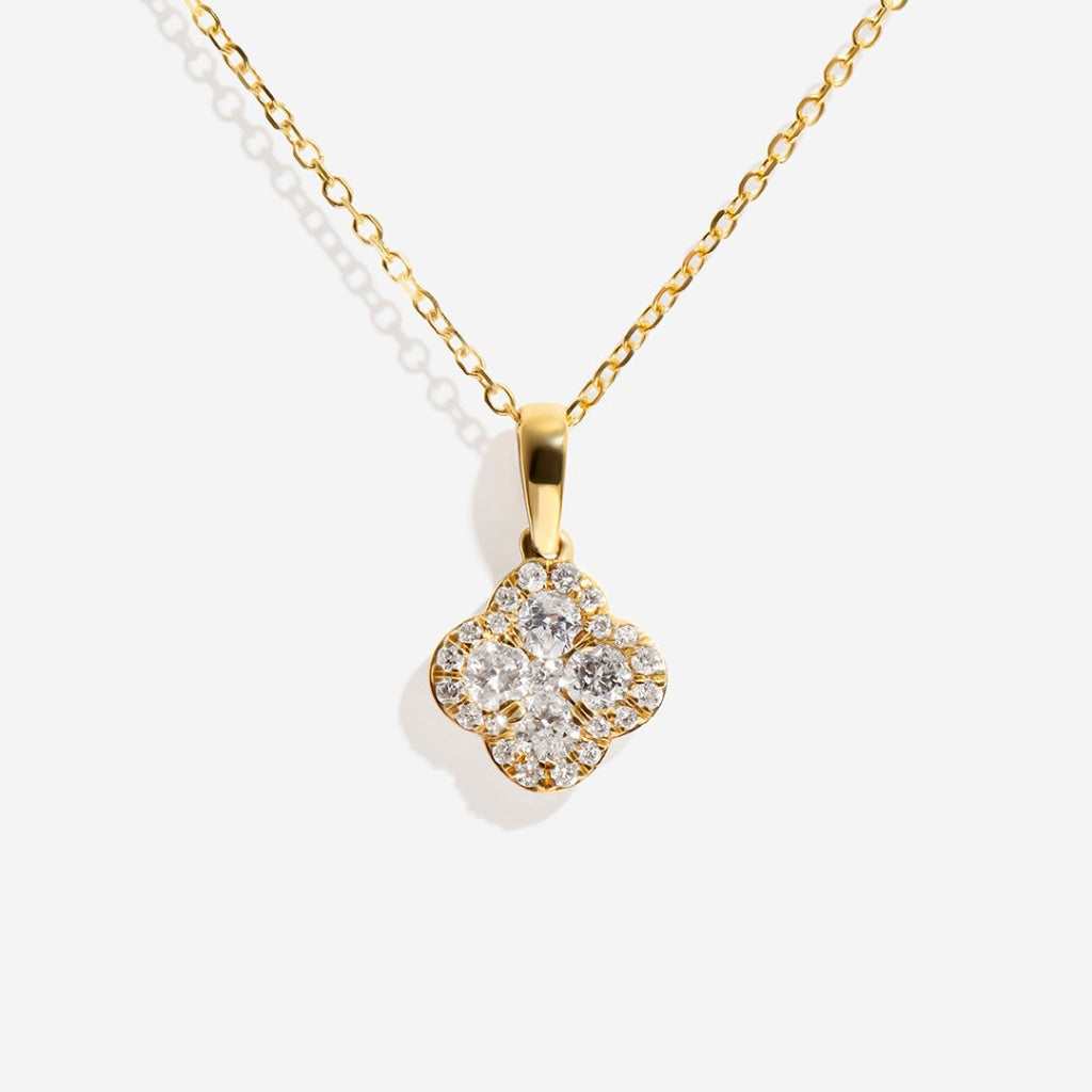 Diamond petite diamond necklace on white background
