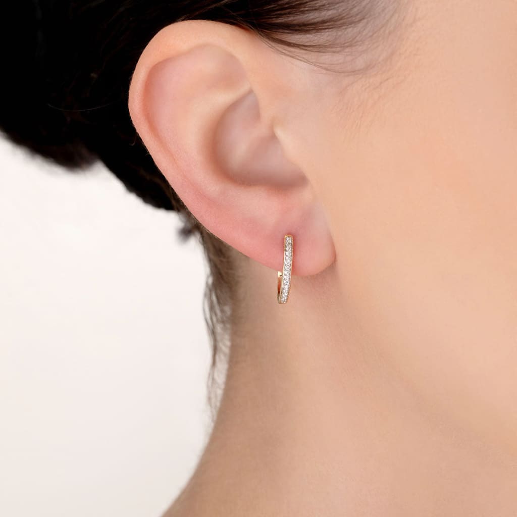 Diamond Paperclip Huggies | 9ct Gold - Earrings