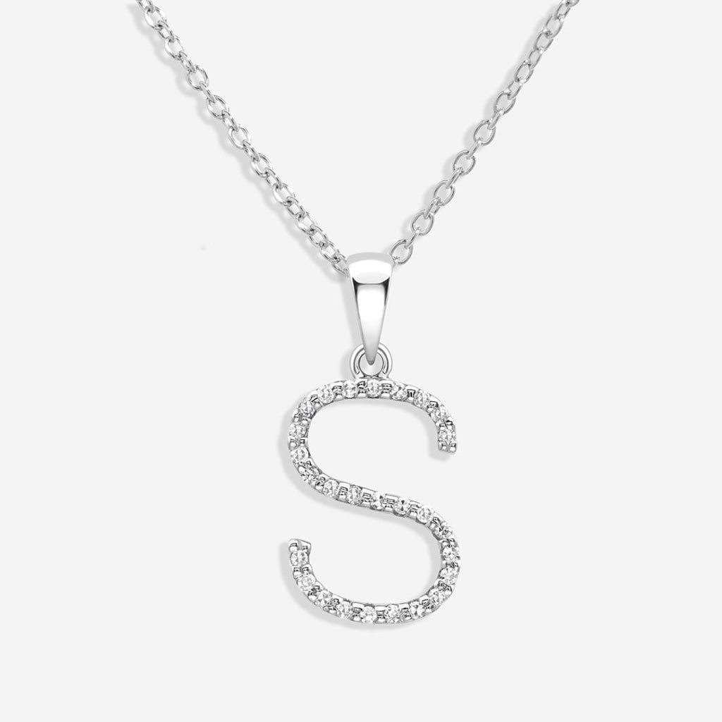 Diamond -S- Necklace | 9ct White Gold - Necklace