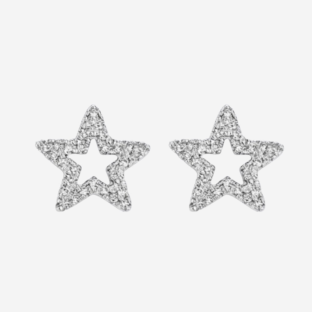 Diamond Star Earrings | 9ct White Gold - Earrings