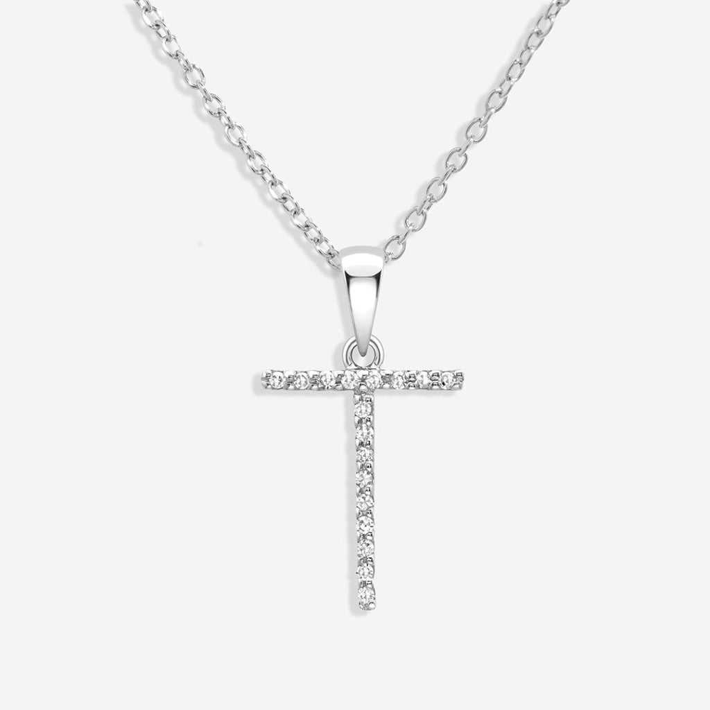 Diamond -T- Necklace | 9ct White Gold - Necklace