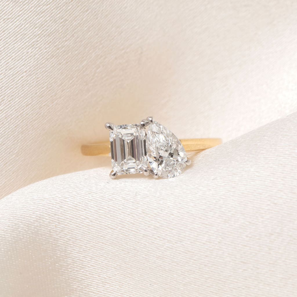 DUET | Emerald Cut & Pear Lab Diamonds Set in 18ct Gold