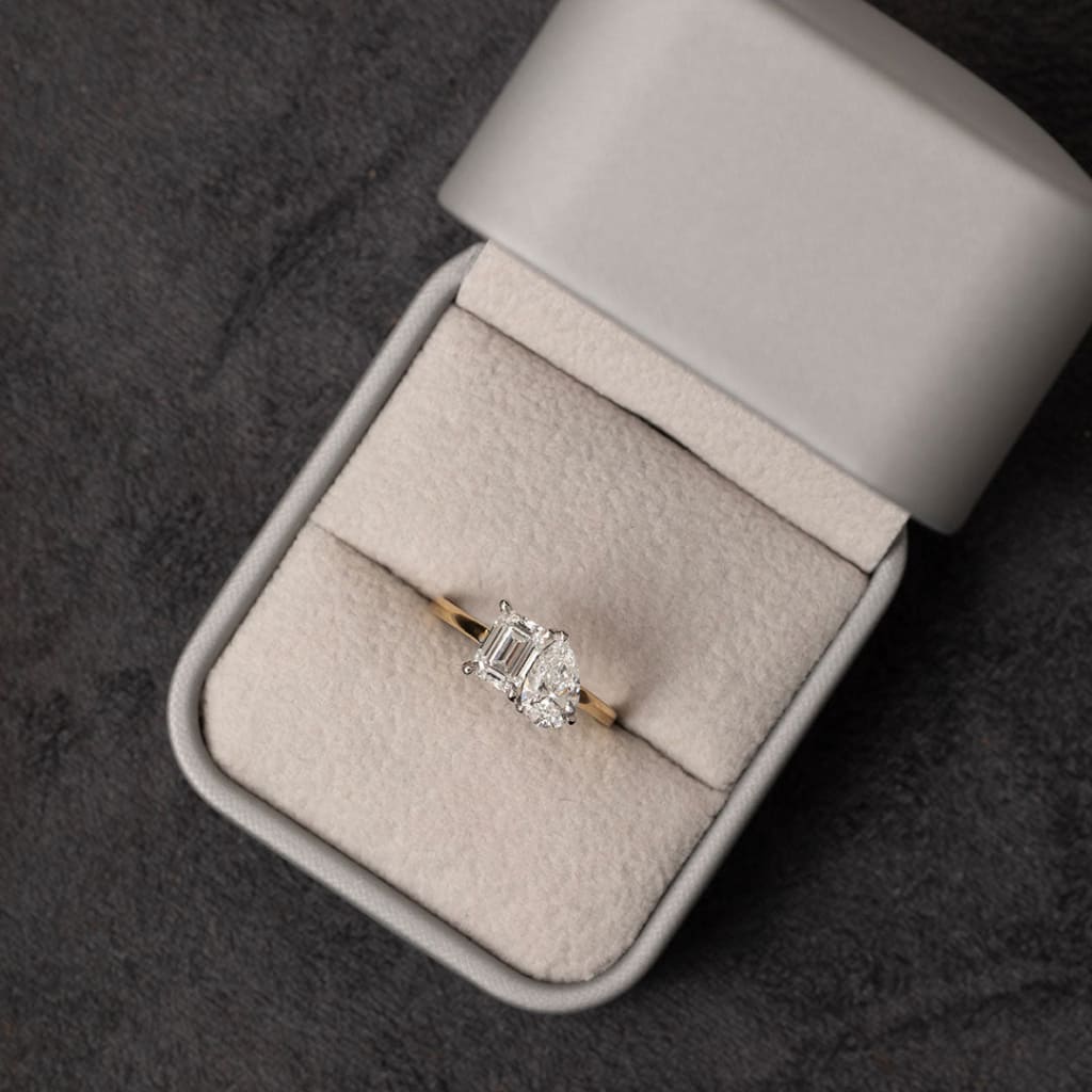 DUET | Emerald Cut & Pear Lab Diamonds Set in 18ct Gold