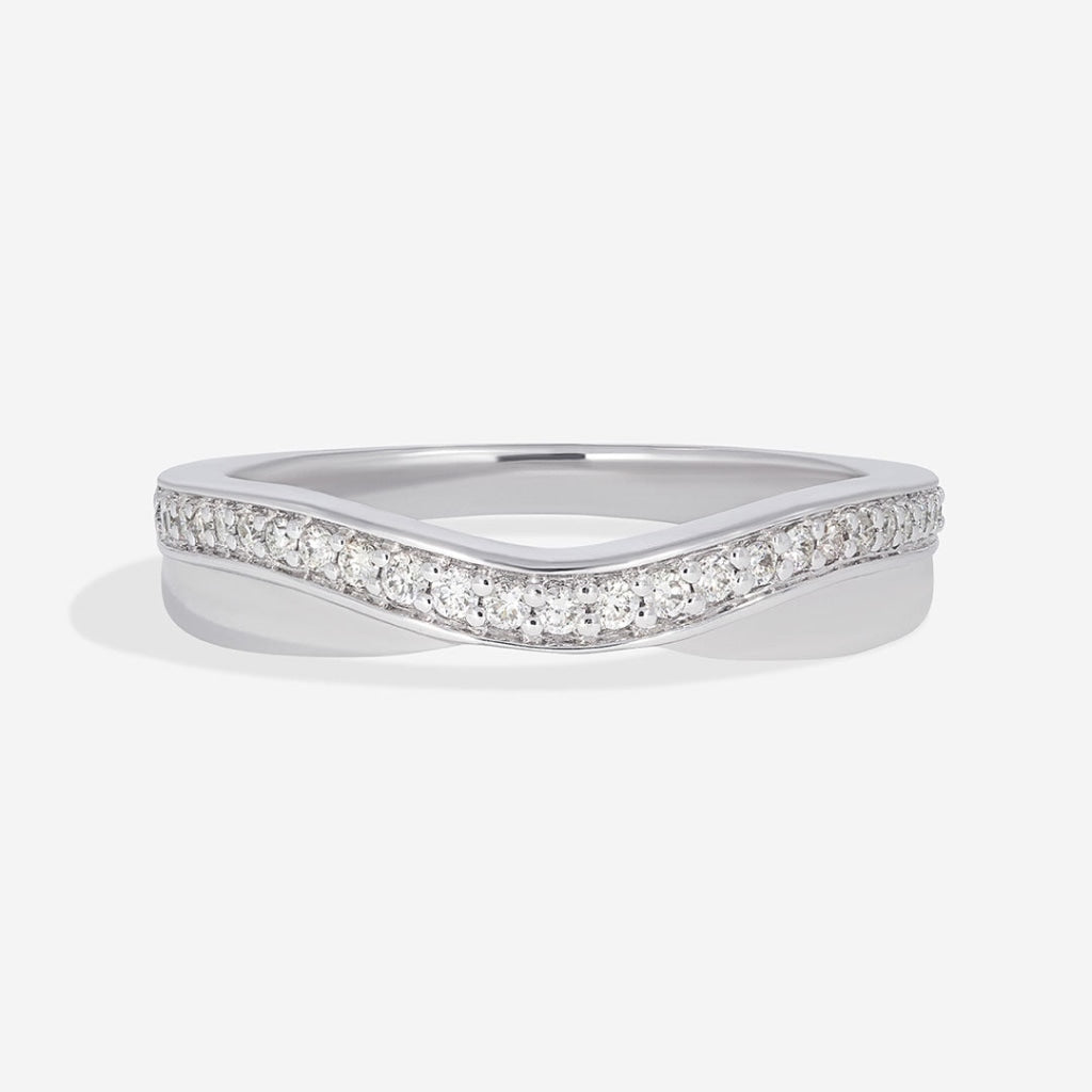Pave Wishbone Diamond Wedding Ring | 18ct White Gold - Rings