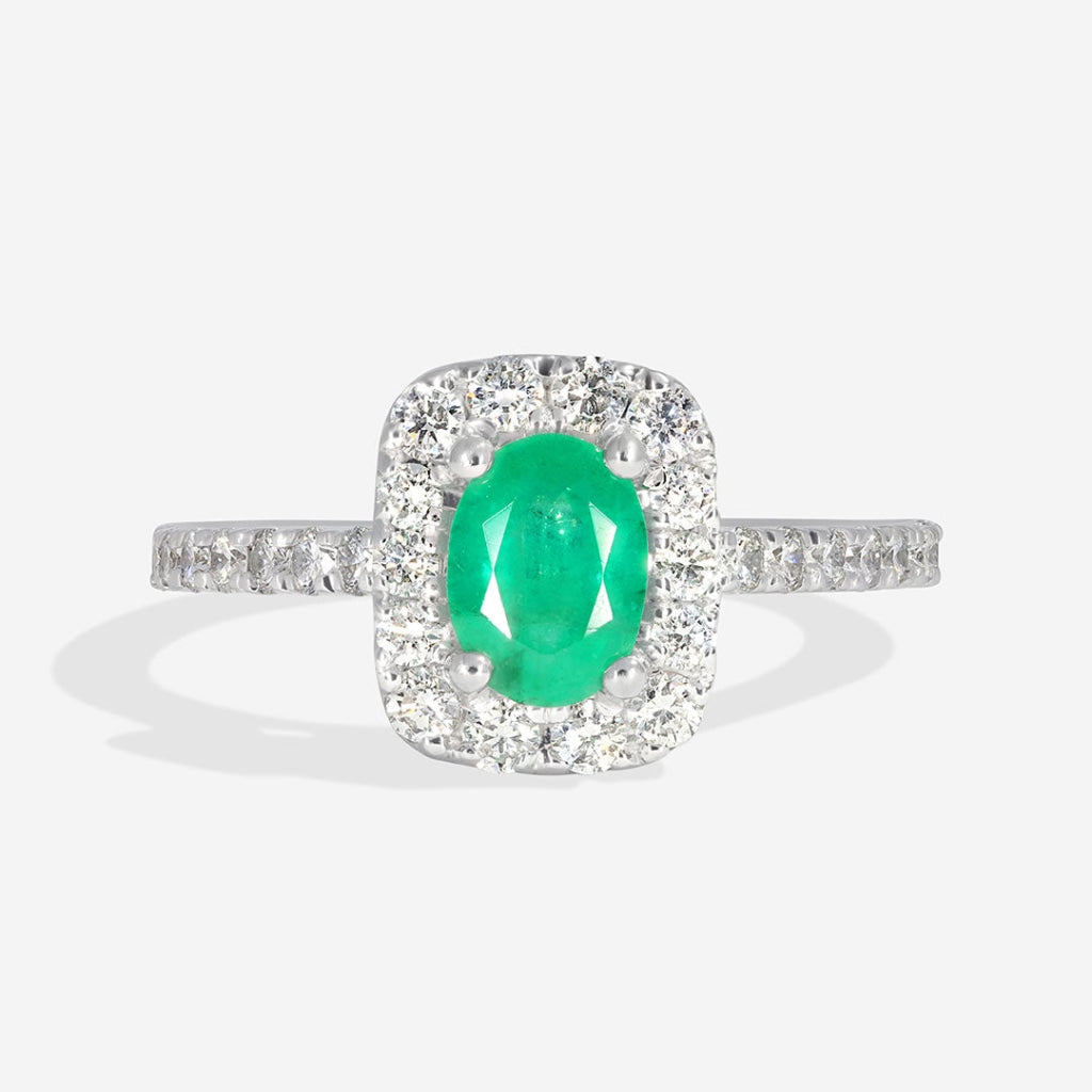 EDWIN | Platinum Emerald Diamond Ring - Rings