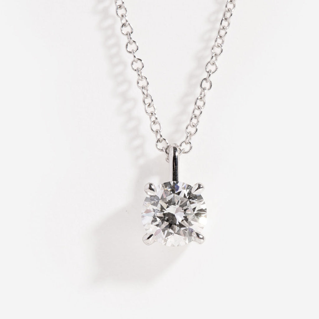 Lab Grown Solitaire Diamond Necklace | 18ct White Gold