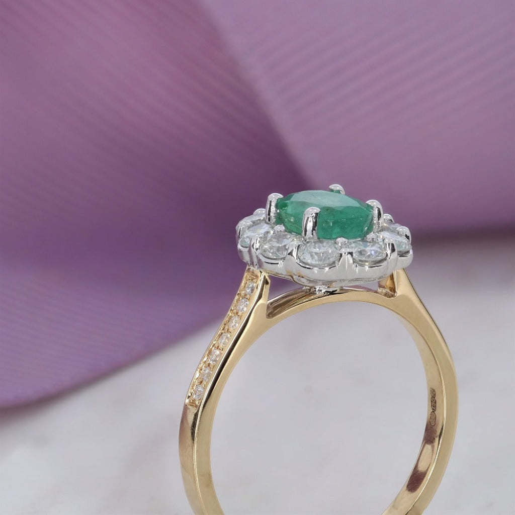 Platinum Diamond and Emerald ring