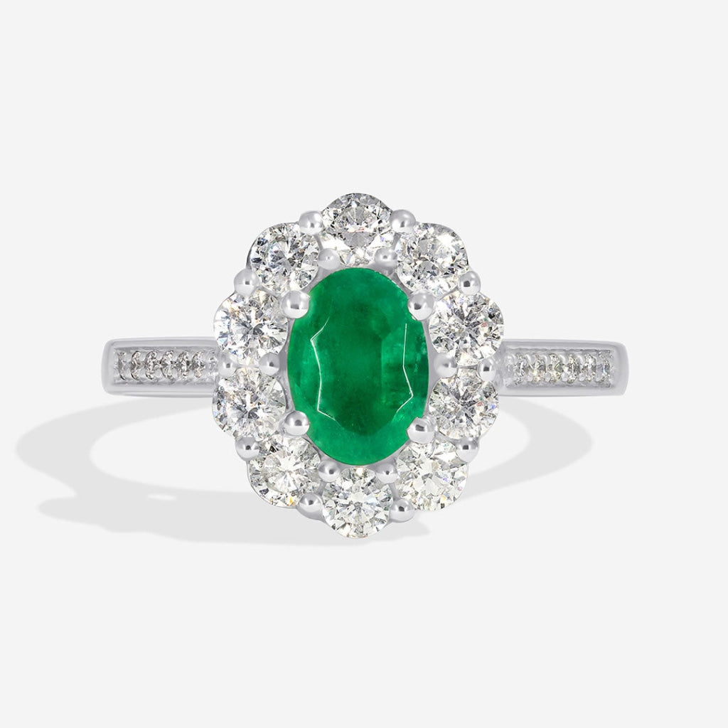 Flourish Platinum Emerald & Diamond Ring