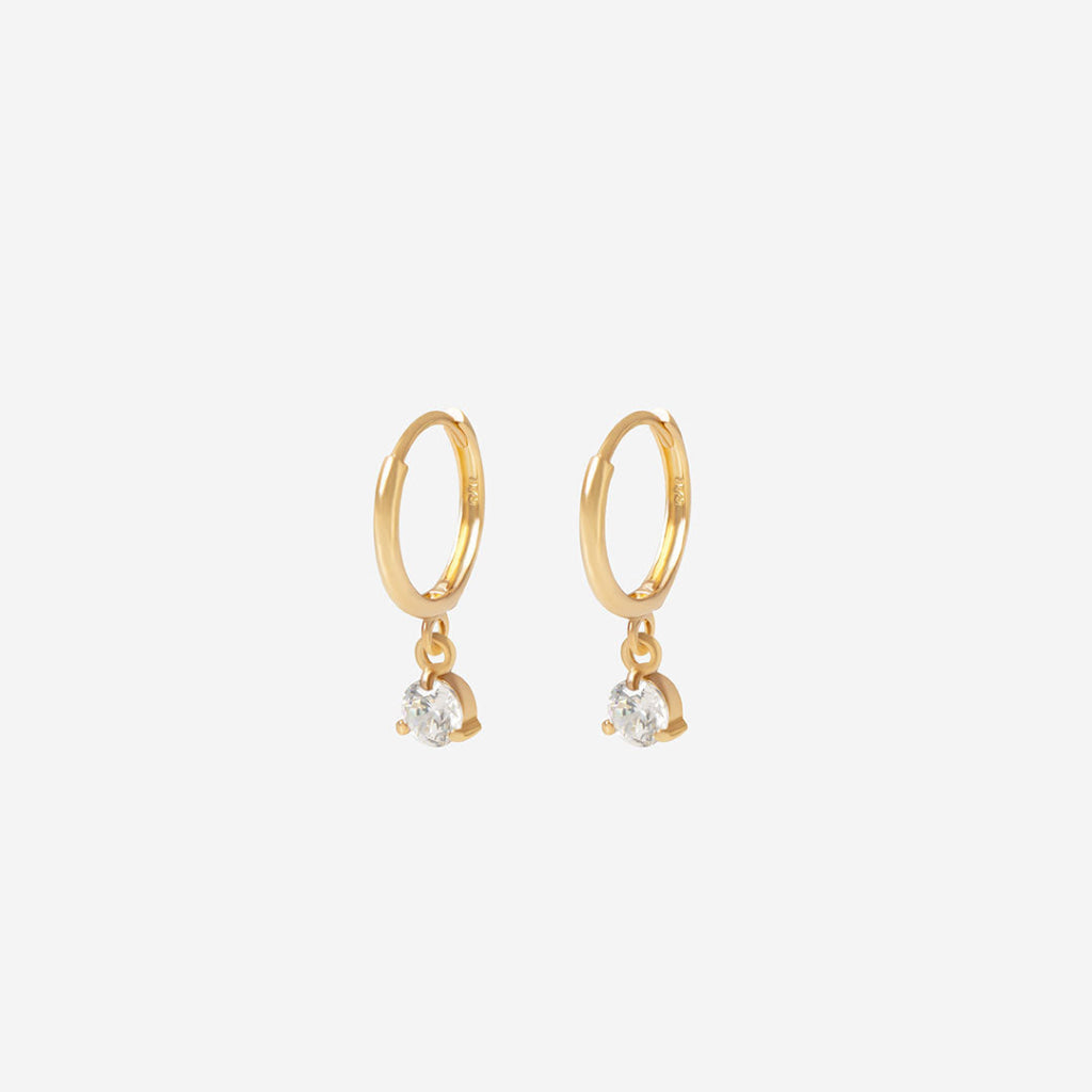 Glimmer Drop Huggie Earrings | 9ct Gold - Earrings