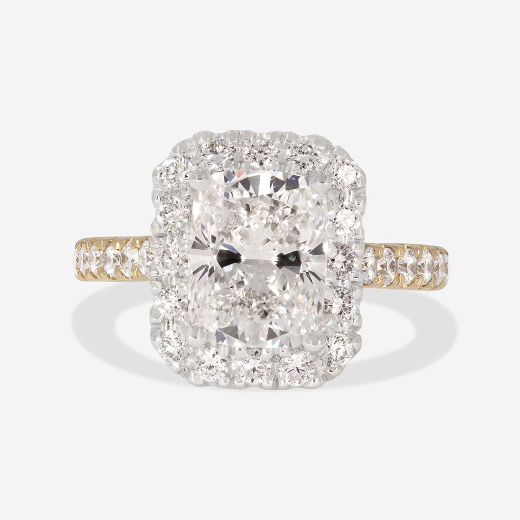 GODIVA 3.25ct | Cushion Halo Lab Grown Diamond Engagement Ring in 18ct Gold