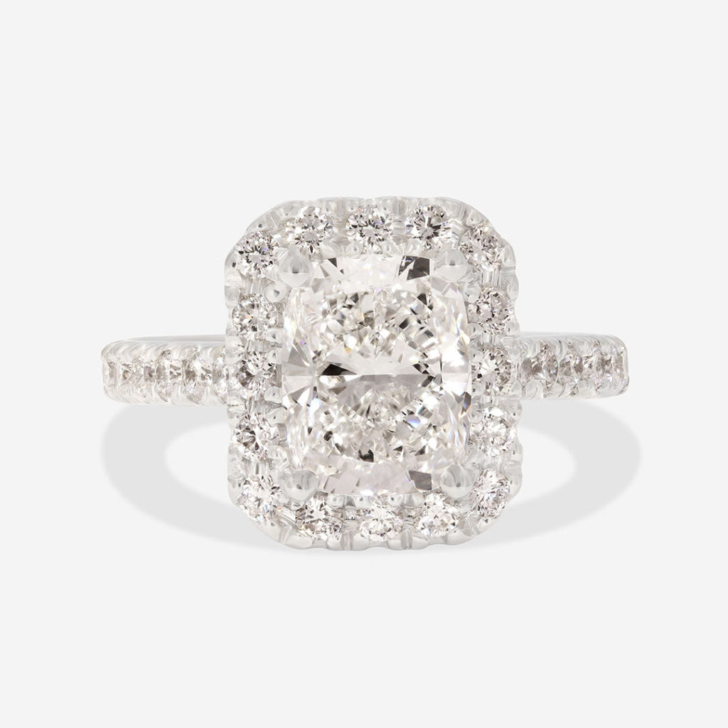 GODIVA 3.25ct | Cushion Halo Lab Grown Diamond Engagement Ring in Platinum